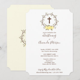 Cute Yello Blommigt Wandan Kor Baptism Christening Inbjudningar