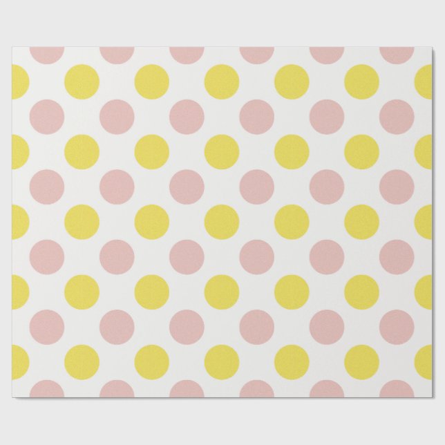Cute Yellow and Pink Polka Dot  Presentpapper (Platt)