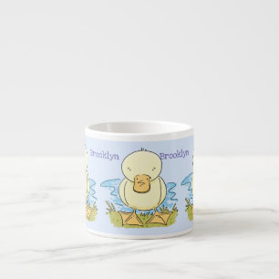 Cute yellow baby duckling cartoon illustration espressomugg