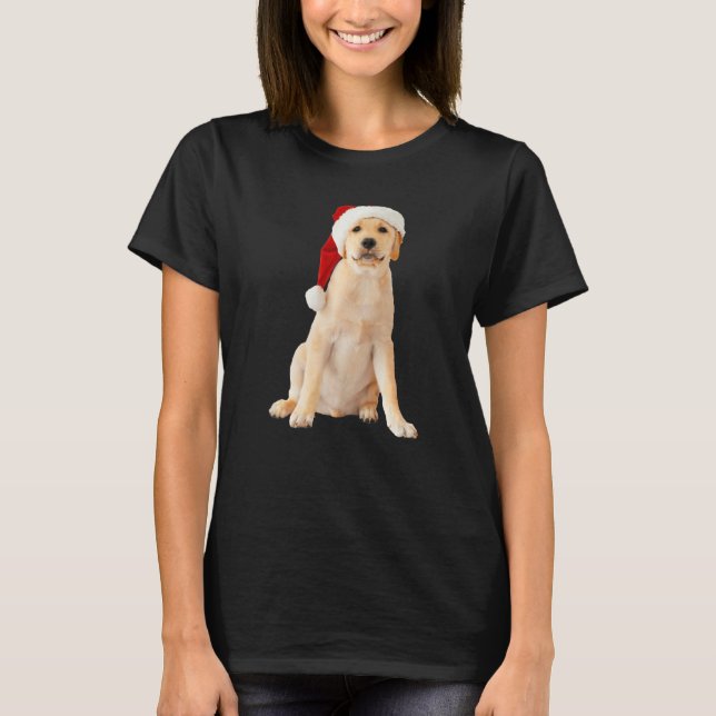 Cute Yellow Lab Puppy Santa Hat Image Christmas Do T Shirt (Framsida)