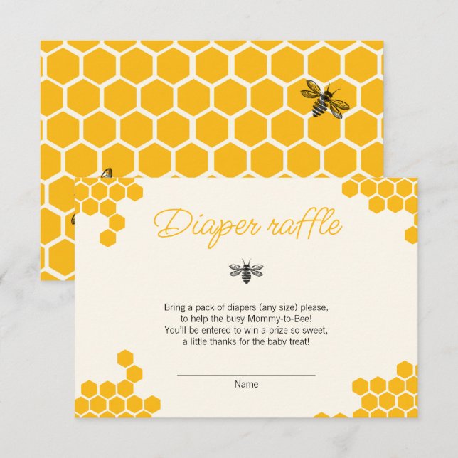 Cute Yellow Mommy to Bee Baby Shower Diaper Raffle Tilläggskort (Fram/baksida)