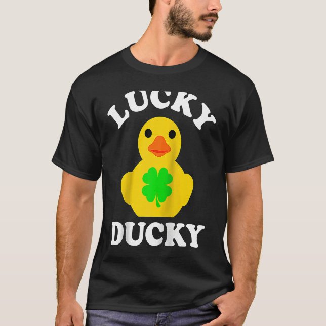 Cute Yellow Rubber Duck Four Leaf C Lucky Ducky Ra T Shirt (Framsida)