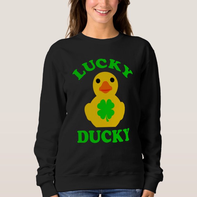 Cute Yellow Rubber Duck Four Leaf C Lucky Ducky T Shirt (Framsida)