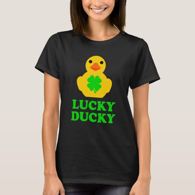 Cute Yellow Rubber Duck Four Leaf C St Patrick's D T Shirt (Framsida)