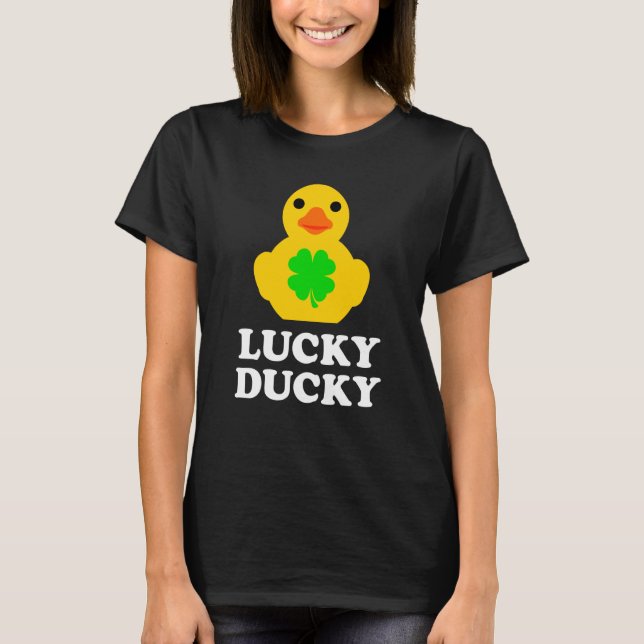 Cute Yellow Rubber Duck Four Leaf C St Patrick's D T Shirt (Framsida)