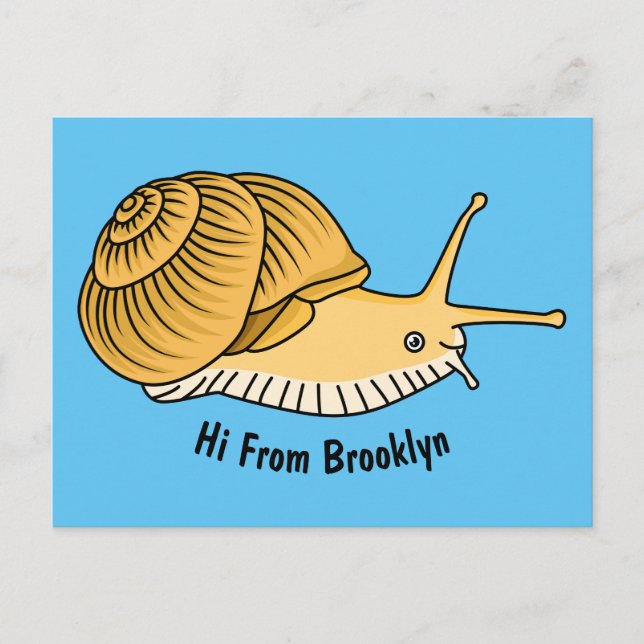 Cute yellow snail cartoon illustration  vykort (Framsida)