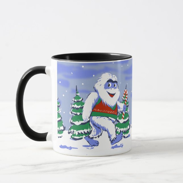Cute yeti christmas in forest mugg (Vänster)