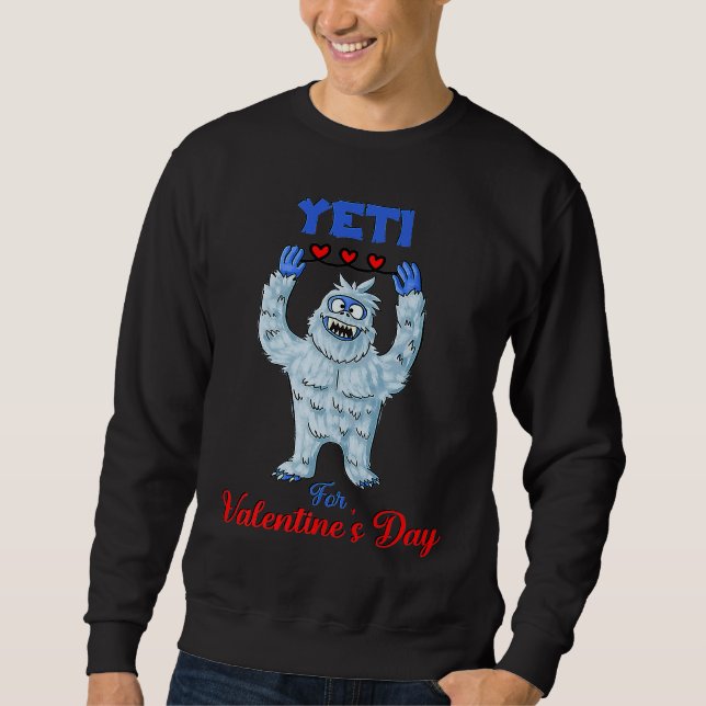 Cute Yeti For Valentine's Day Lång Ärmad Tröja (Framsida)