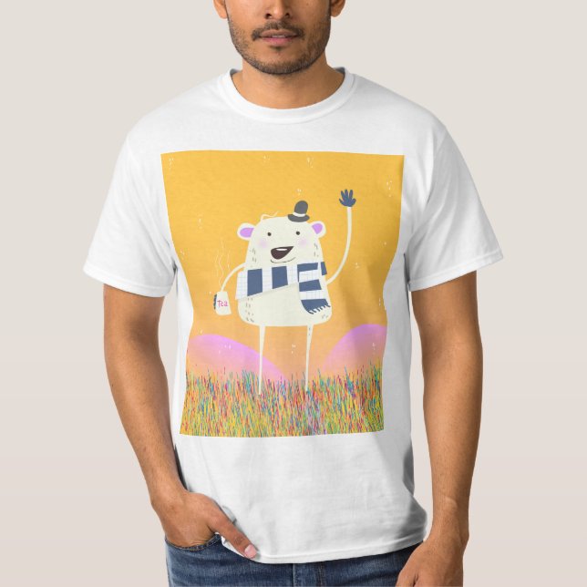 Cute Yeti med en trevlig hett mugg i Tea T-shirt (Framsida)