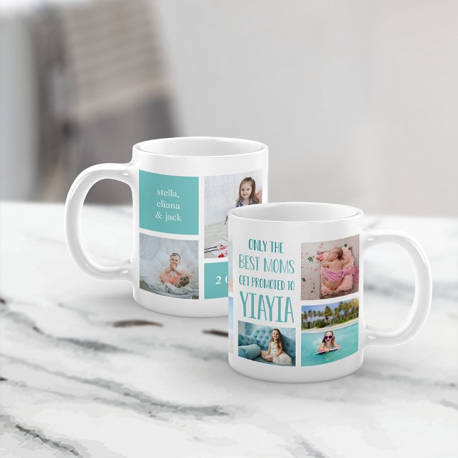 Cute Yiayia Grandchildren Photo Collage Kaffemugg (Skapare uppladdad)