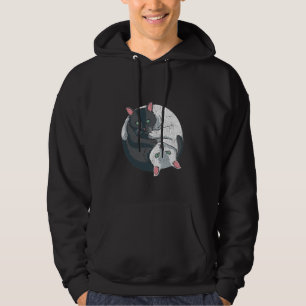 Cute Yin Yang Cat Black White Andlig Kitten Hoodie