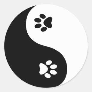 Cute Yin Yang Tassar Sticker Runt Klistermärke