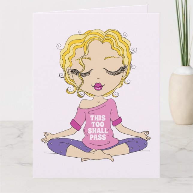 Cute Yoga Blond Girl ska också klara Hälsning Kort (Framsida)