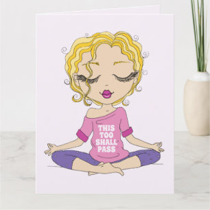Cute Yoga Blond Girl ska också klara Hälsning Kort