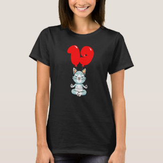 Cute Yoga Cat 19:e födelsedag Kids Balloon Party T Shirt
