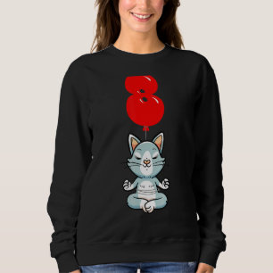 Cute Yoga Cat 8th Birthday Kids Balloon Party T Shirt