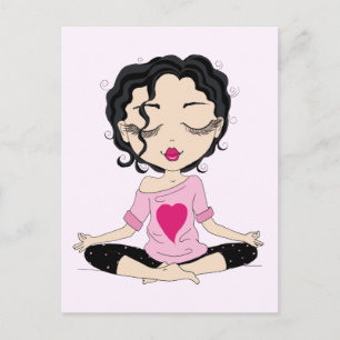 Cute Yoga Girl Svart Hair-vykort Vykort