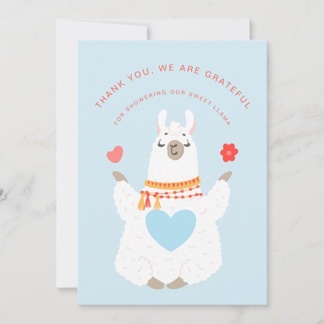 Cute Yoga Llama Baby Shower Tack för ditt kort (Framsida)