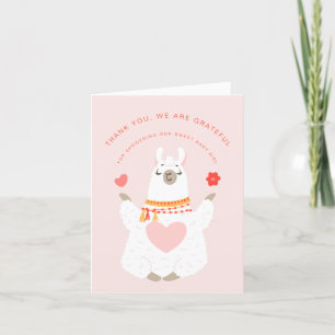 Cute Yoga Llama Girl Baby Shower Tack Kort