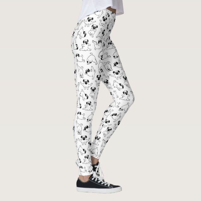 cute yoga pet dog pattern white background leggings (Höger)