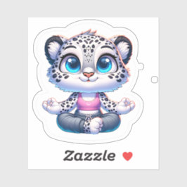 Cute Yoga Sport Anime Snow Leopard Stickers Klistermärken