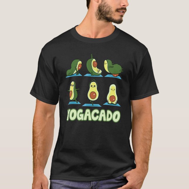 Cute Yogacado Avocado Yoga Asana Poses Meditation T Shirt (Framsida)