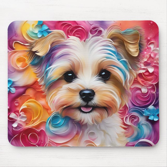 Cute Yorkie Colorful Mousepad Musmatta (Framsidan)
