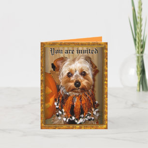 Cute Yorkie Halloween Bash Inbjudan