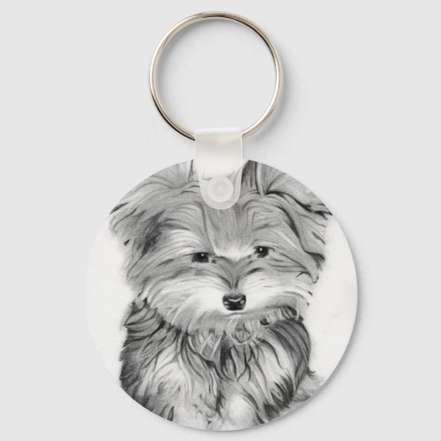 Cute Yorkie Hund Nyckelring (Framsida)