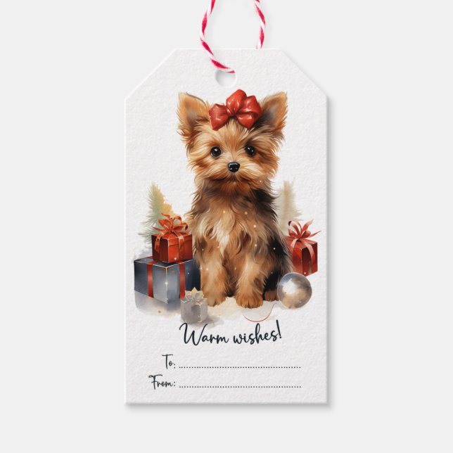 Cute Yorkie Hund Presentetikett (Framsidan)