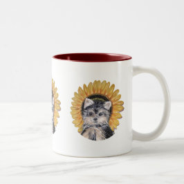 Cute Yorkie Hund Två-Tonad Mugg