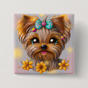 Cute Yorkie Kawaii Puppy Knapp