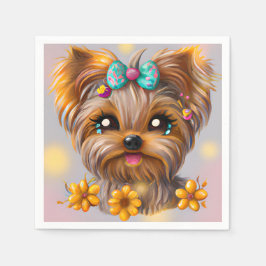 Cute Yorkie Kawaii Puppy Pappersservett