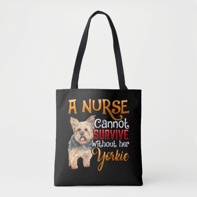 Cute Yorkie loving Nurse Quote for Animal Lover Tygkasse (Framsida)