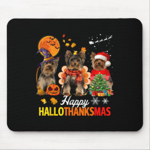 Cute Yorkie Lycklig Hallothanksmas Halloween Thank Musmatta