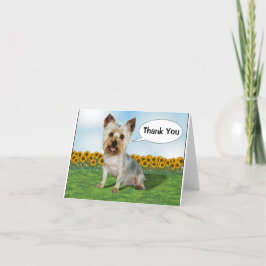 Cute Yorkie med solblommor Tack Kort