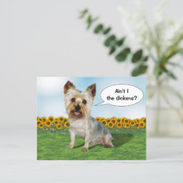 Cute Yorkie med solblommor Vykort