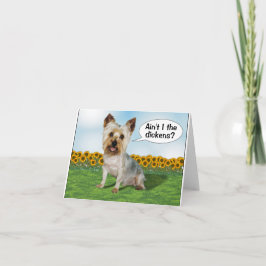 Cute Yorkie och Sunblommor Anteckningskort