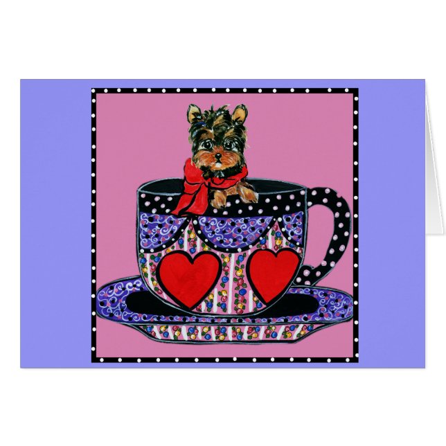 Cute Yorkie Poo Hälsningskort (Framsidan Horizontal)