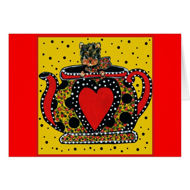 Cute Yorkie Poo Hälsningskort (Framsidan Horizontal)