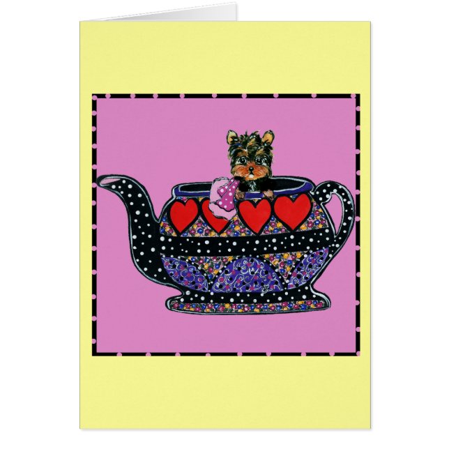 Cute Yorkie Poo Hälsningskort (Framsidan)