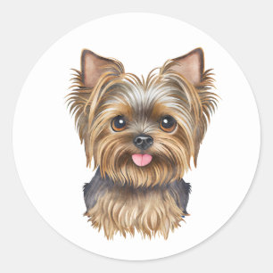 Cute Yorkie Puppy Do Watercolor Yorkshire Terrier Runt Klistermärke