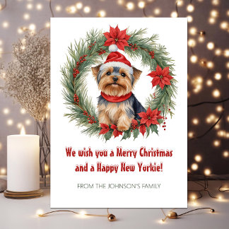 Cute Yorkie Rolig hund Pun-jul Julkort