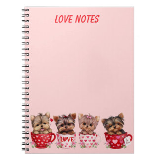Cute Yorkie Teacup Valentine’s Day Notebook Anteckningsbok