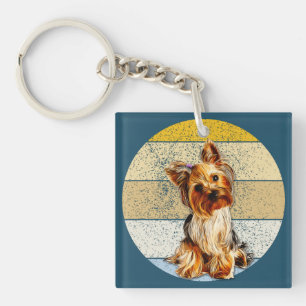 Cute Yorkie Terrier Hund Retro Background