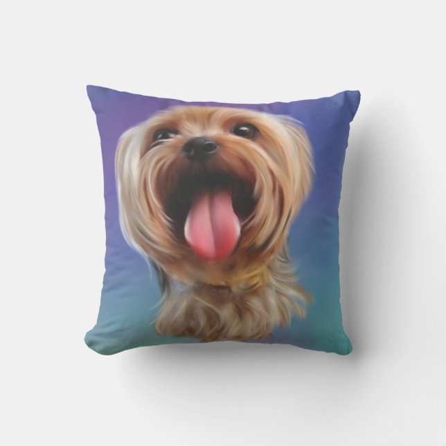 Cute Yorkie Yorkshire Terrier Digital Art Kudde (Framsida)