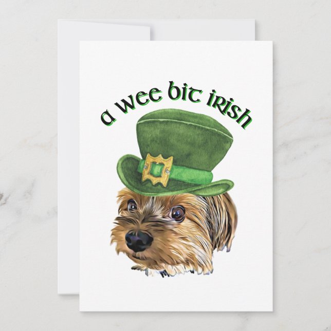 Cute Yorkie Yorkshire Terrier St patrick's day  Tack Kort (Framsida)
