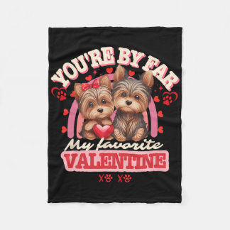 Cute Yorkshire Couple Valentines Day Retro Yorkie  Fleecefilt