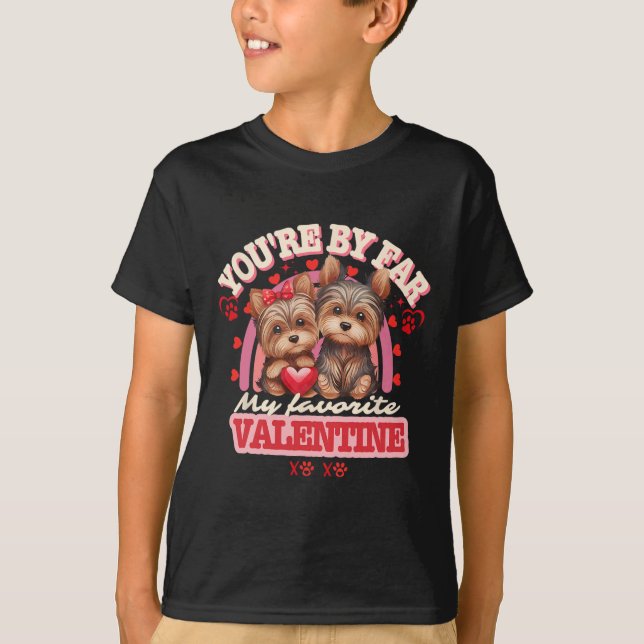 Cute Yorkshire Couple Valentines Day Retro Yorkie  T Shirt (Framsida)