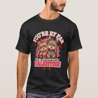 Cute Yorkshire Couple Valentines Day Retro Yorkie  T Shirt